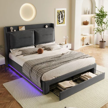 Upholstered King Size Hydraulic Bed